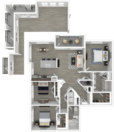 Floor plan for 3 beds, 2 baths, 1458 sqft
